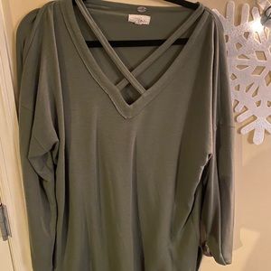 Green crisscrossed shirt